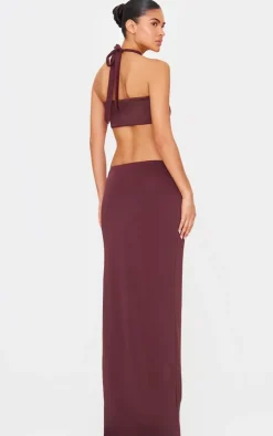 Slinky Extreme Cut Out Ring Detail Cross Neck Maxi Dress-PrettyLittleThing Discount