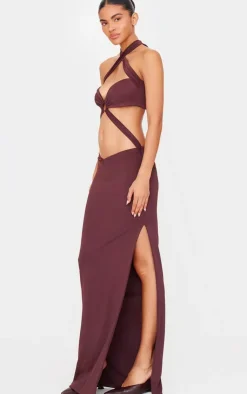 Slinky Extreme Cut Out Ring Detail Cross Neck Maxi Dress-PrettyLittleThing Discount