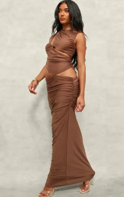 Slinky High Neck Cut Out Maxi Dress-PrettyLittleThing Best
