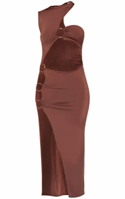 Slinky High Neck Ring Detail Cut Out Midi Dress-PrettyLittleThing Discount