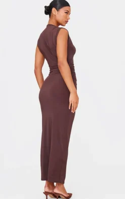 PrettyLittleThing Winter Dresses*Slinky High Neck Ruched Side Midaxi Dress