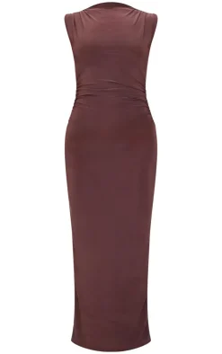 PrettyLittleThing Winter Dresses*Slinky High Neck Ruched Side Midaxi Dress