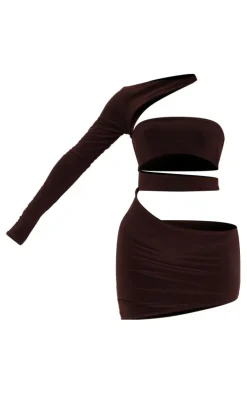 Slinky One Shoulder Cut Out Mini Dress-PrettyLittleThing Online