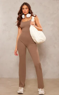 PrettyLittleThing Snatched*Snatched Sculpt Double Strap Flare Leg Jumpsuit