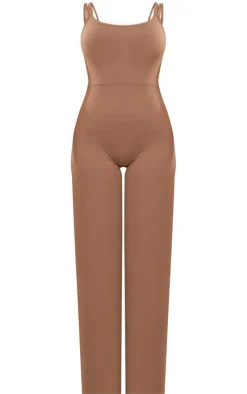PrettyLittleThing Snatched*Snatched Sculpt Double Strap Flare Leg Jumpsuit