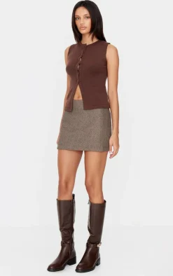 PrettyLittleThing Knitted Tops*Soft Knitted Button Through Vest