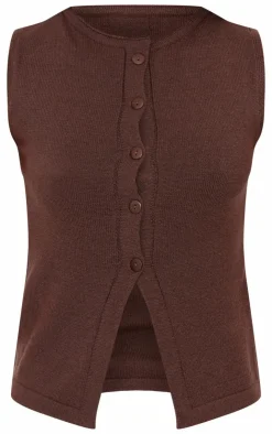 PrettyLittleThing Knitted Tops*Soft Knitted Button Through Vest
