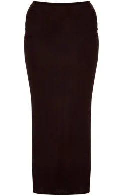 Online PrettyLittleThing Soft Touch Maxi Skirt Chocolate