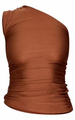 Stretch Slinky Ruched Side Long Top-PrettyLittleThing Online