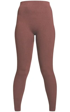 Best PrettyLittleThing Structured Snatched Rib Leggings Chocolate