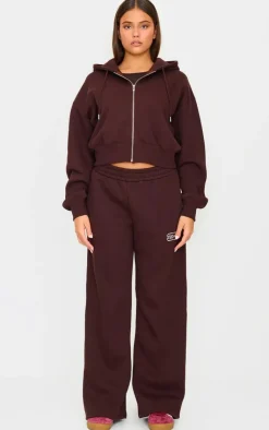 Outlet PrettyLittleThing Studio Archives Embroidered Wide Leg Sweatpants Chocolate