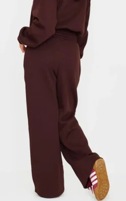 Outlet PrettyLittleThing Studio Archives Embroidered Wide Leg Sweatpants Chocolate