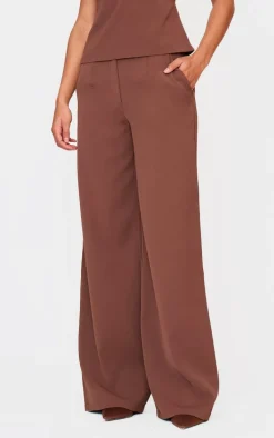 Chocolate Tailored Woven High Waist Wide Leg Pants