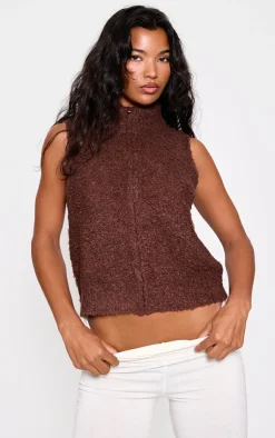 PrettyLittleThing Christmas Day Outfits*Textured Bobble Knit Zip Up Vest
