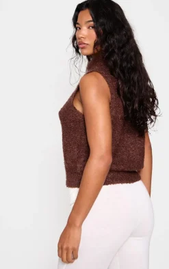 PrettyLittleThing Christmas Day Outfits*Textured Bobble Knit Zip Up Vest