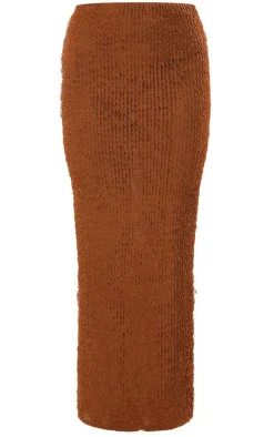 Chocolate Textured Jersey Maxi Skirt