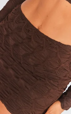 New PrettyLittleThing Textured Jersey Low Rise Micro Mini Skirt Chocolate