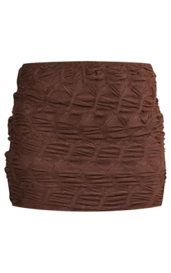 New PrettyLittleThing Textured Jersey Low Rise Micro Mini Skirt Chocolate