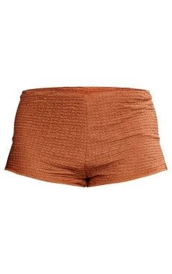 Chocolate Textured Low Rise Hot Pants-PrettyLittleThing Best