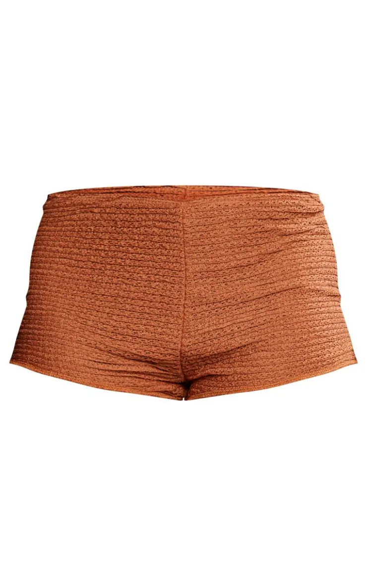 Chocolate Textured Low Rise Hot Pants-PrettyLittleThing Best