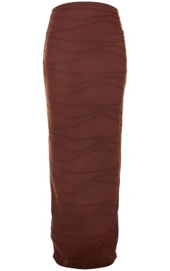 Outlet PrettyLittleThing Textured Maxi Skirt Chocolate