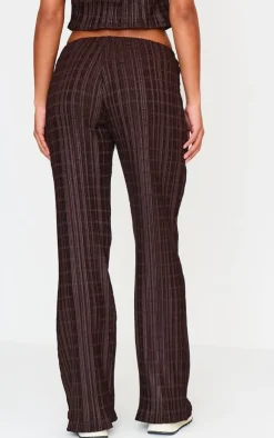 Clearance PrettyLittleThing Textured Skinny Flare Pants Chocolate