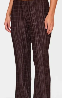 Clearance PrettyLittleThing Textured Skinny Flare Pants Chocolate