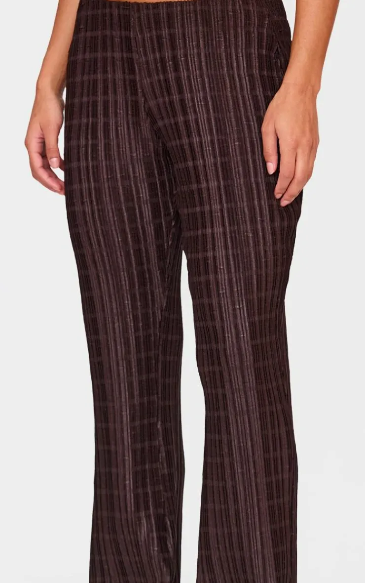Clearance PrettyLittleThing Textured Skinny Flare Pants Chocolate