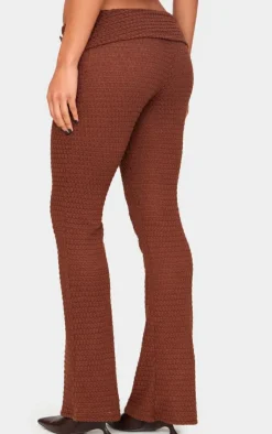 Clearance PrettyLittleThing Textured Trim Detail Low Rise Skinny Flares Chocolate