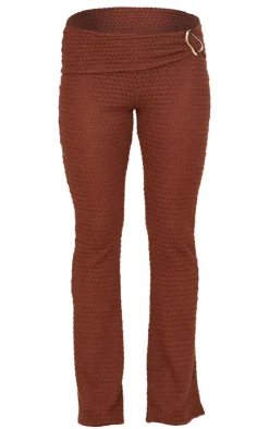 Clearance PrettyLittleThing Textured Trim Detail Low Rise Skinny Flares Chocolate