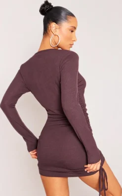 Thick Rib Ruched Side Bodycon Dress-PrettyLittleThing Best