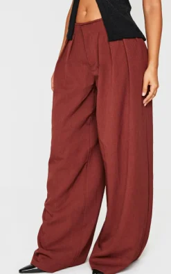 PrettyLittleThing Thanksgiving Outfits*Thin Waistband Pintuck Detail Tailored Woven Pants