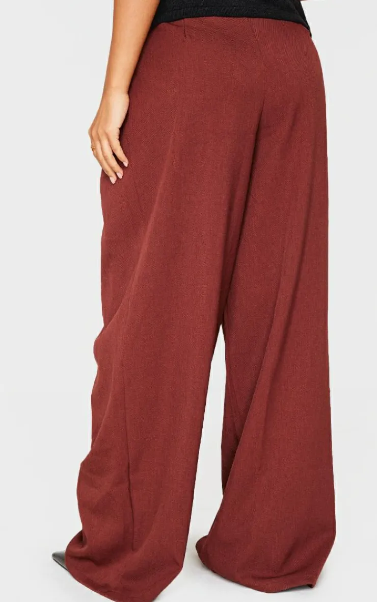 PrettyLittleThing Thanksgiving Outfits*Thin Waistband Pintuck Detail Tailored Woven Pants