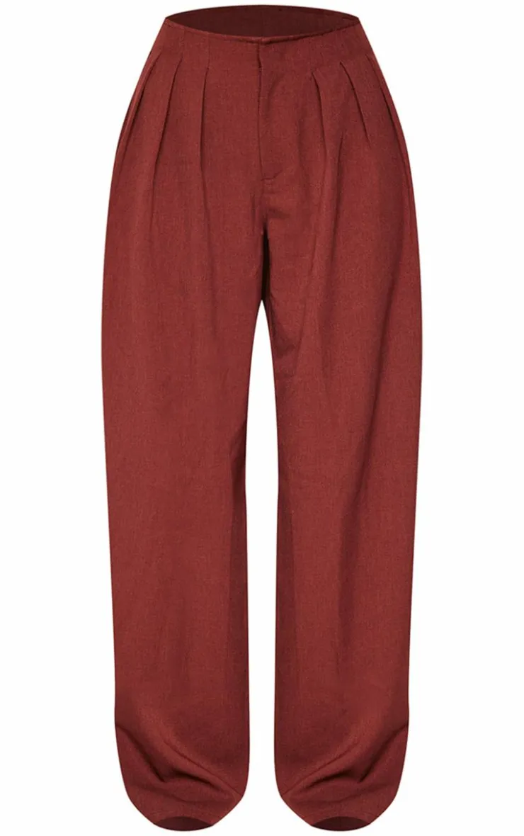 PrettyLittleThing Thanksgiving Outfits*Thin Waistband Pintuck Detail Tailored Woven Pants