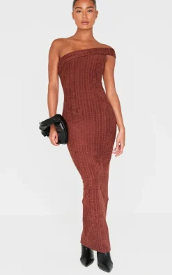 Chocolate Towel One Shoulder Maxi Dress-PrettyLittleThing Clearance