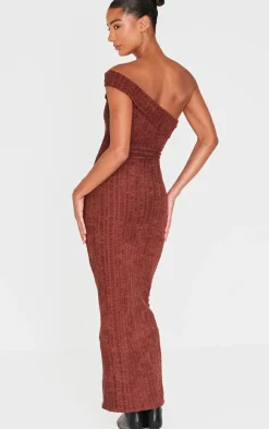 Chocolate Towel One Shoulder Maxi Dress-PrettyLittleThing Clearance