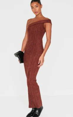 Chocolate Towel One Shoulder Maxi Dress-PrettyLittleThing Clearance