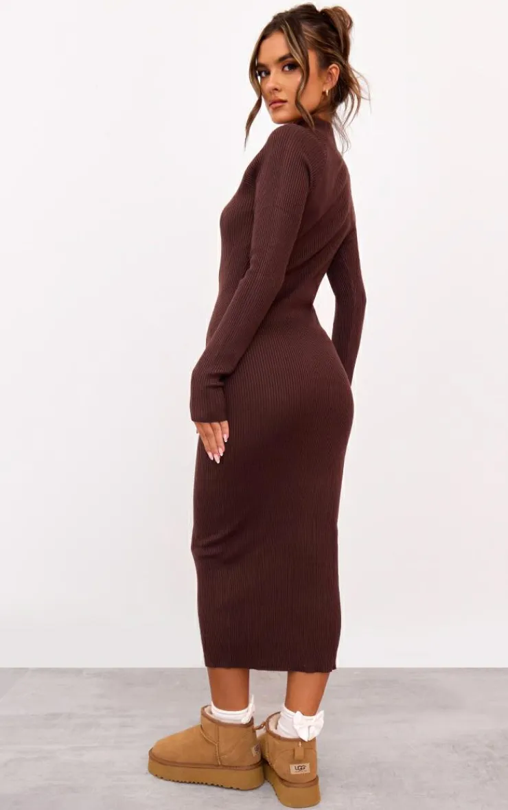 Turtle Neck Knitted Bodycon Maxi Dress-PrettyLittleThing Sale