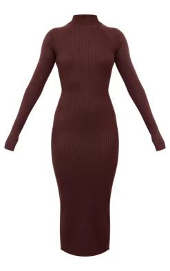 Turtle Neck Knitted Bodycon Maxi Dress-PrettyLittleThing Sale