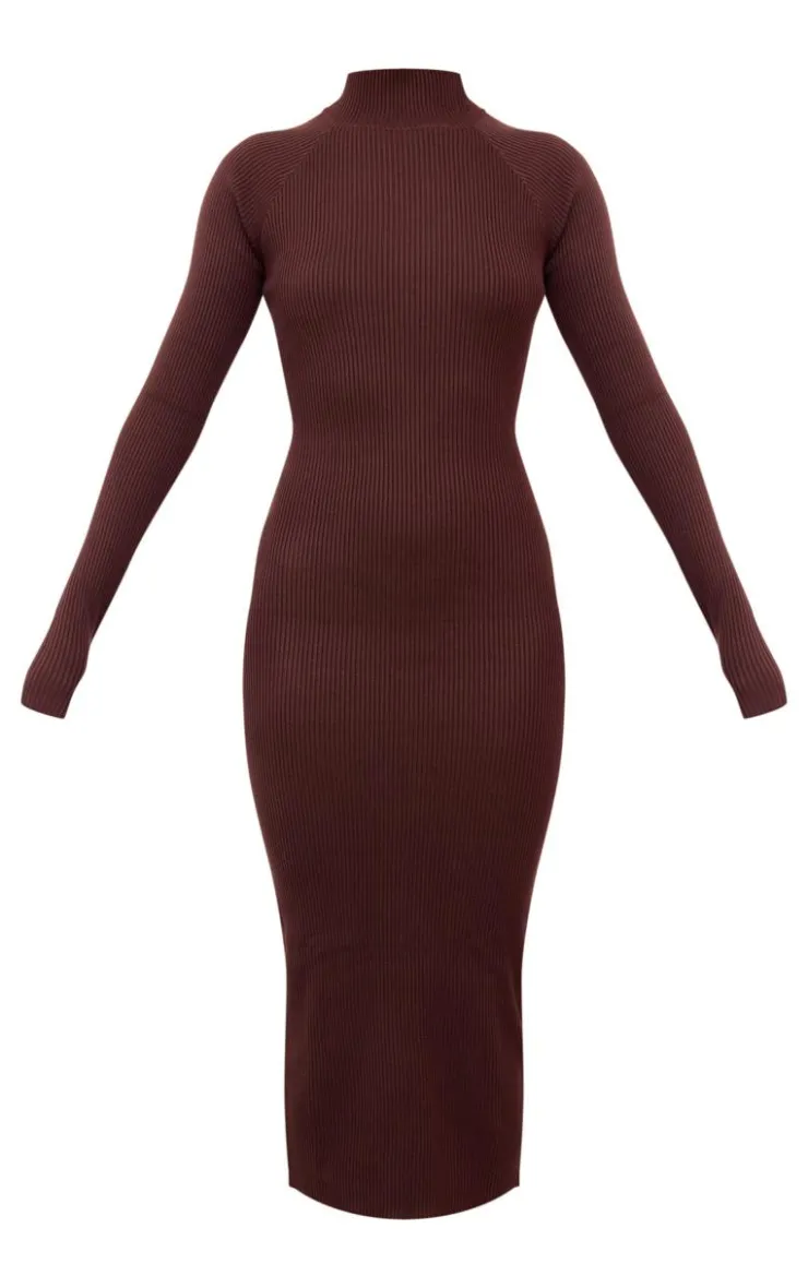 Turtle Neck Knitted Bodycon Maxi Dress-PrettyLittleThing Sale