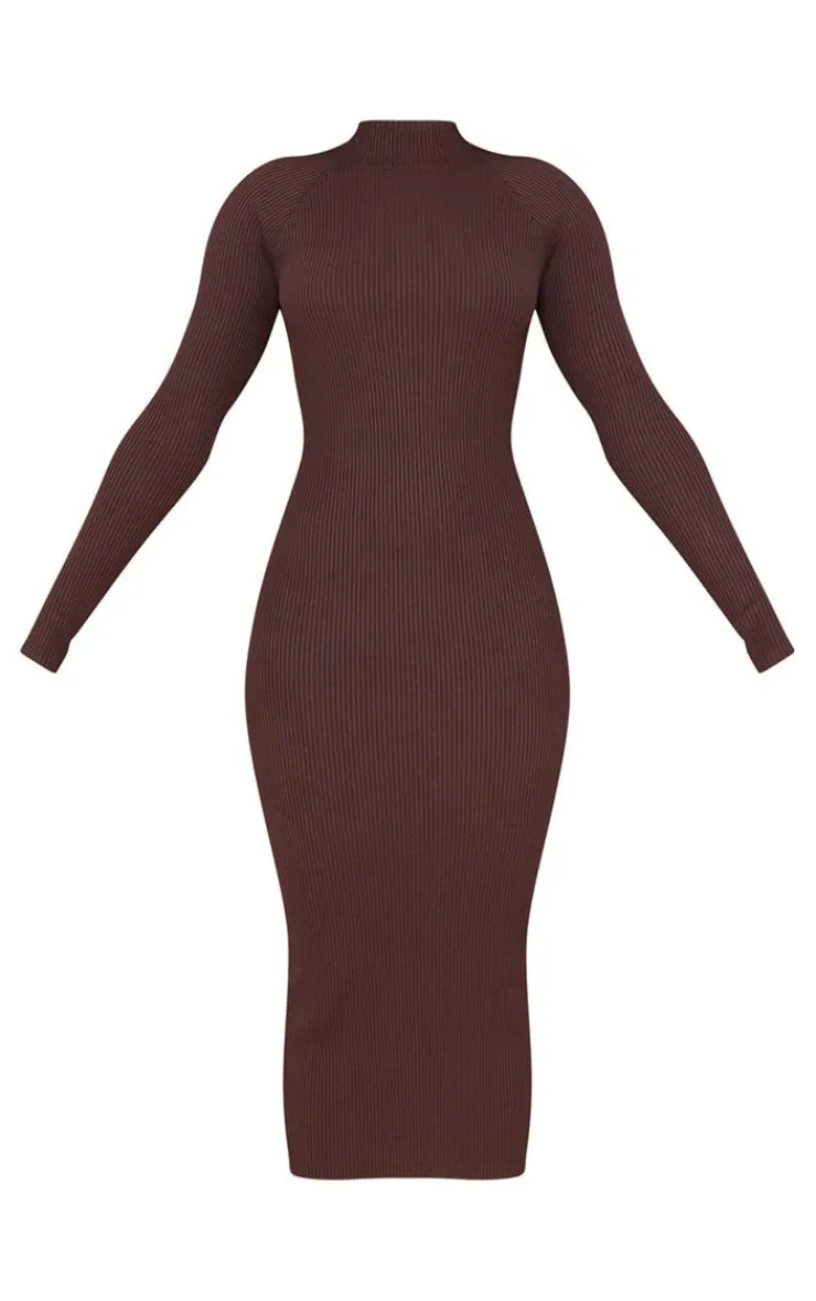 Turtle Neck Knitted Bodycon Maxi Dress-PrettyLittleThing Sale
