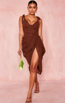 Underwire Detail Draped Midi Dress-PrettyLittleThing Sale