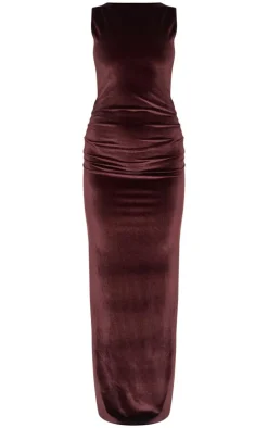 Velvet Boat Neck Maxi Dress-PrettyLittleThing Discount
