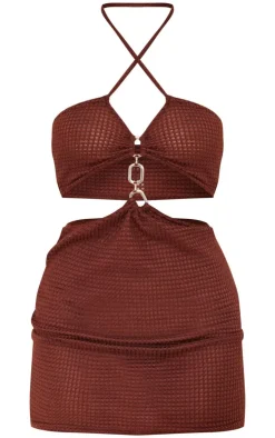 Waffle Texture Halterneck Mini Dress-PrettyLittleThing Best