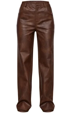 Washed Faux Leather Straight Leg Pants-PrettyLittleThing Clearance