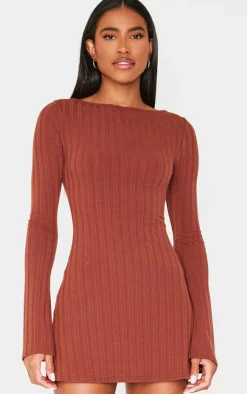 Wide Rib Flared Sleeve Shift Dress-PrettyLittleThing Clearance