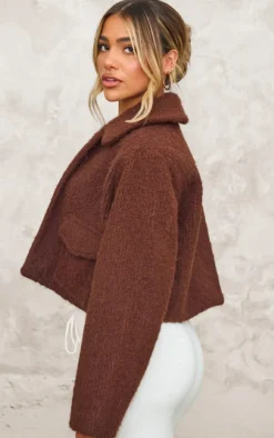 PrettyLittleThing Wool Coats*Wool Look Pocket Detail Jacket