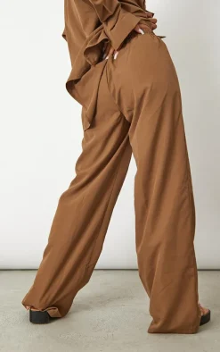 Best PrettyLittleThing Woven Oversized Wide Leg Pants Chocolate