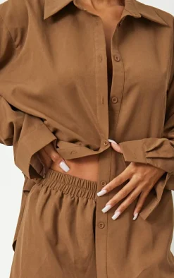 Best PrettyLittleThing Woven Oversized Wide Leg Pants Chocolate