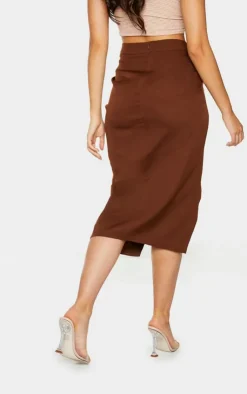 Woven Ruched Detail Midi Skirt-PrettyLittleThing Outlet